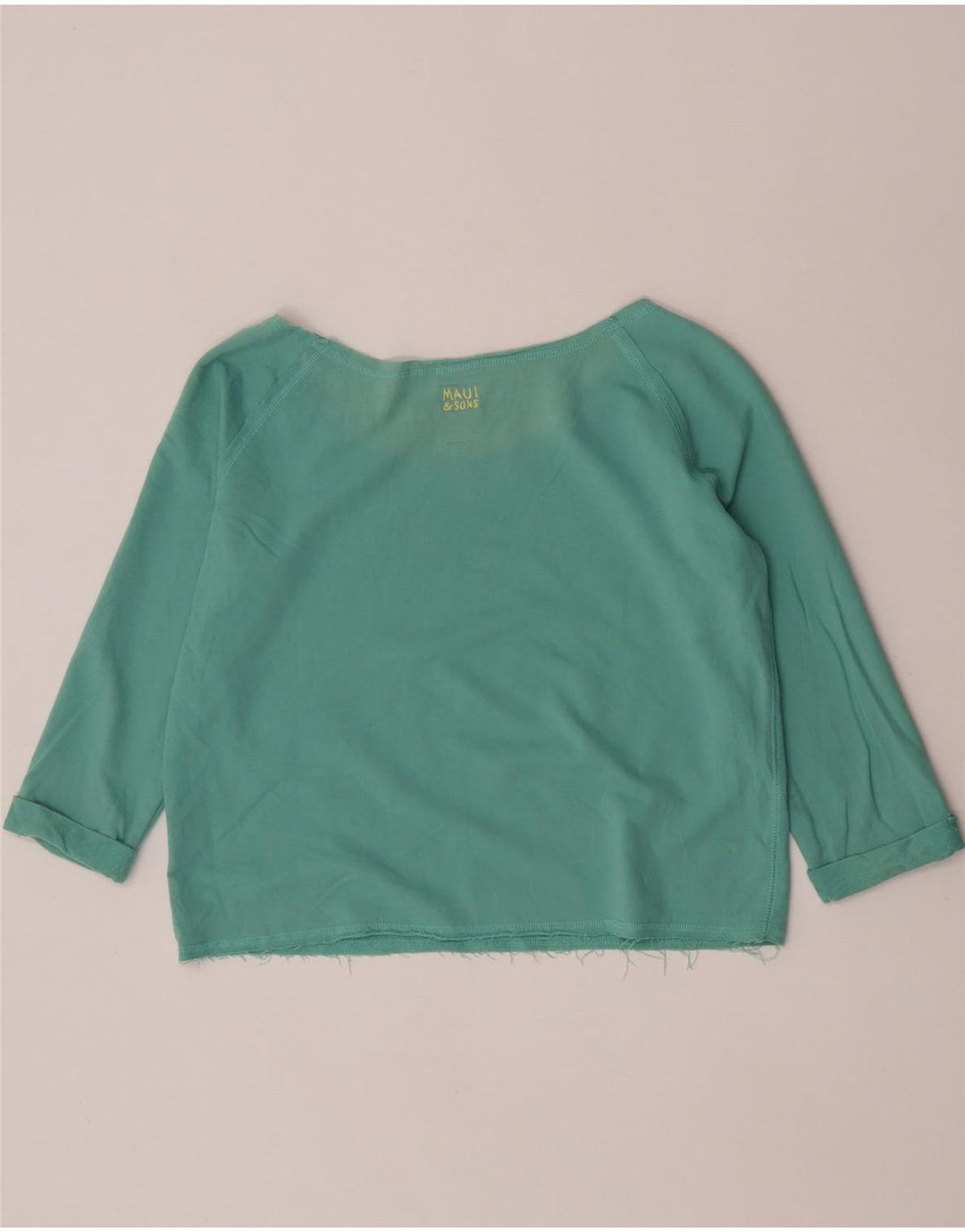 Maui and Sons Dame Crop Grafisk Top 3/4 ærme UK 14 Medium Turkis