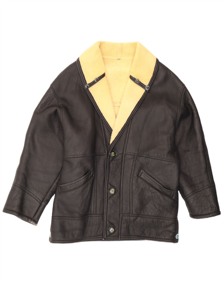 Vintage Herre Sherpa Læderjakke UK 40 Large Black