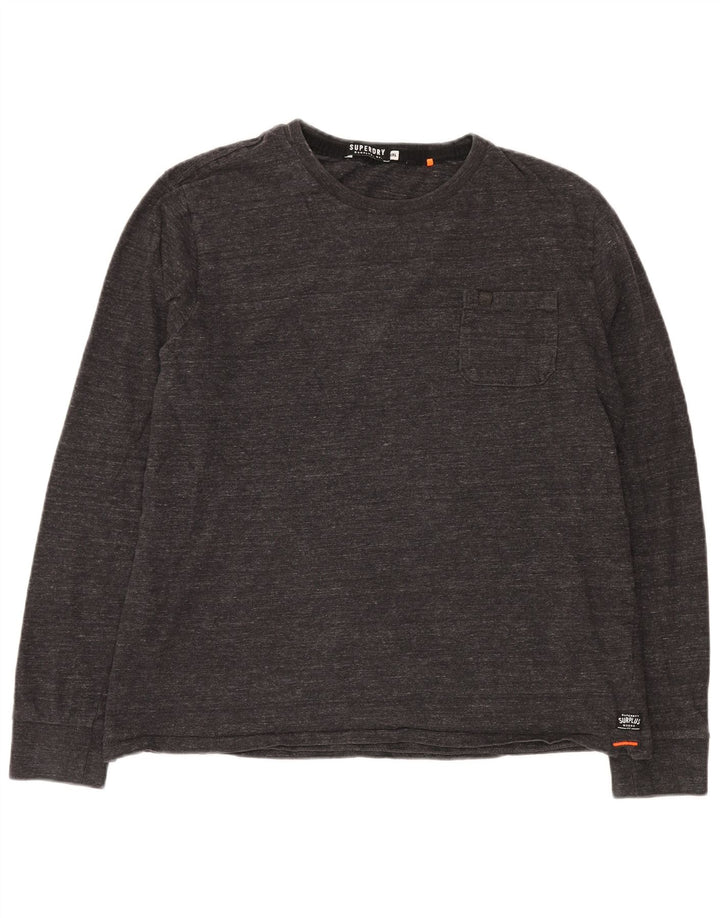 SUPERDRY Herre Top Langærmet 2XL Grå Flecked Bomuld