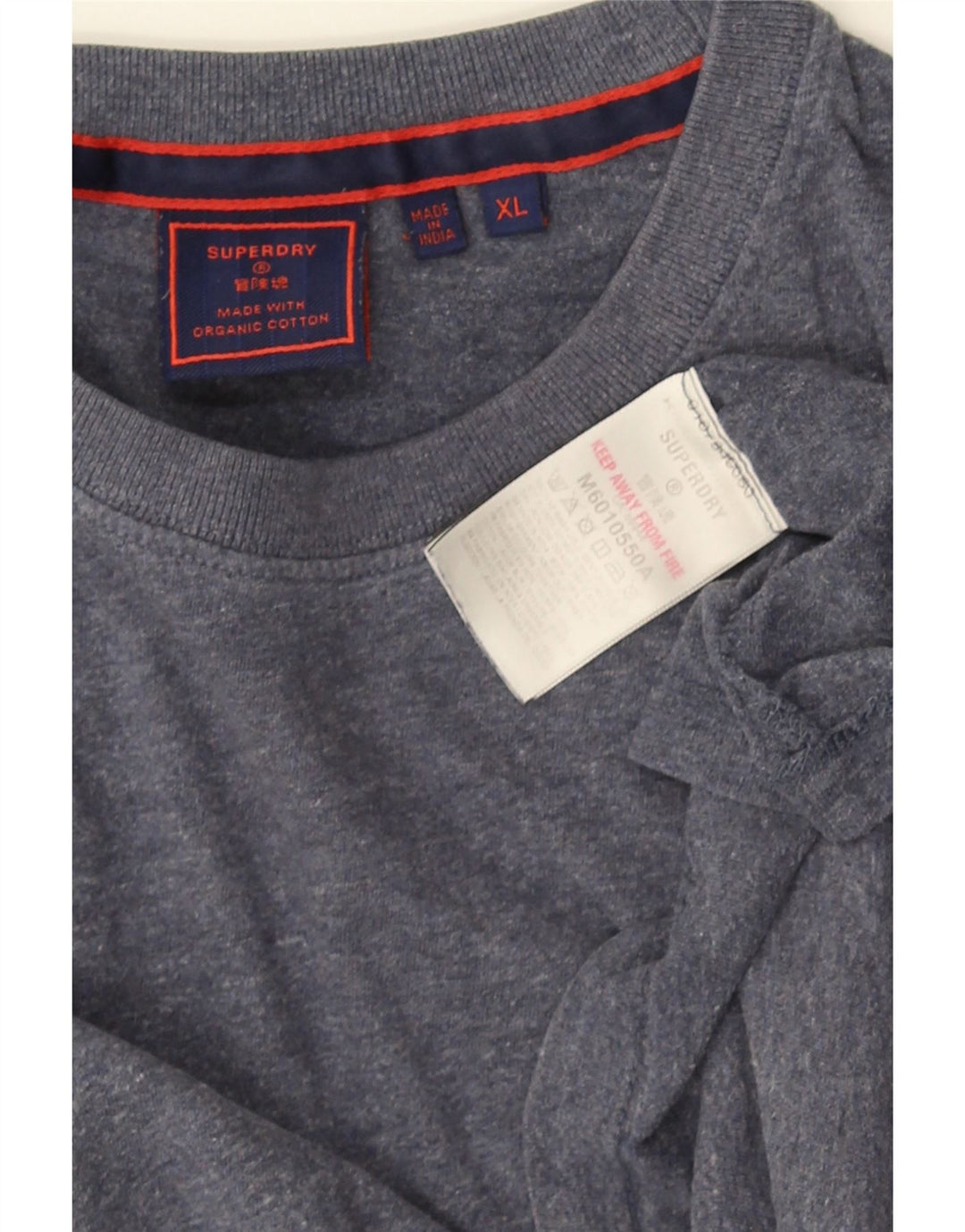 SUPERDRY Herre Top Langærmet XL Blå Flecked Bomuld