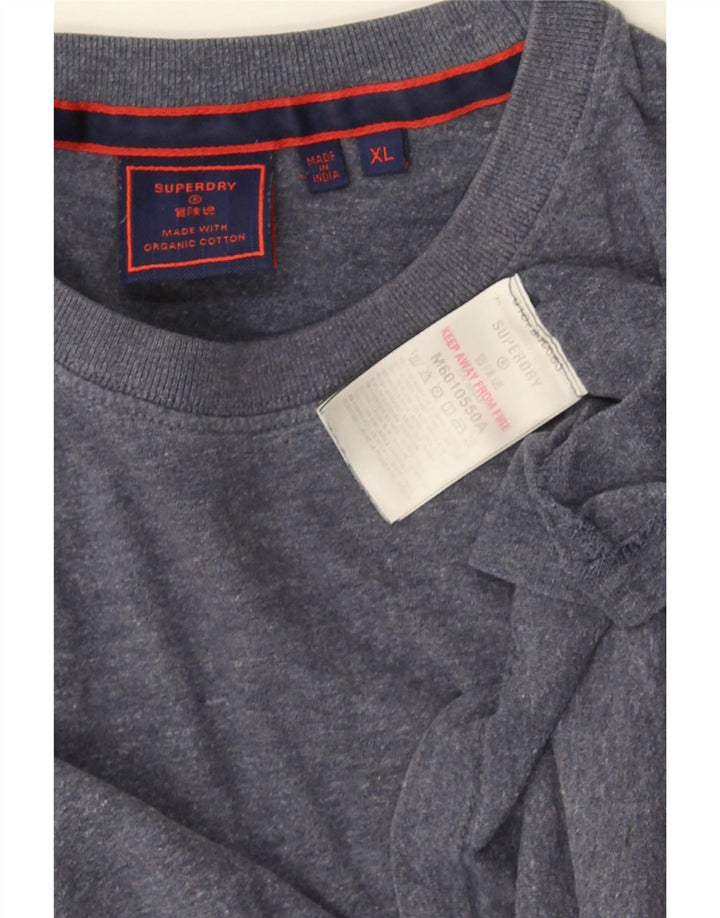SUPERDRY Herre Top Langærmet XL Blå Flecked Bomuld