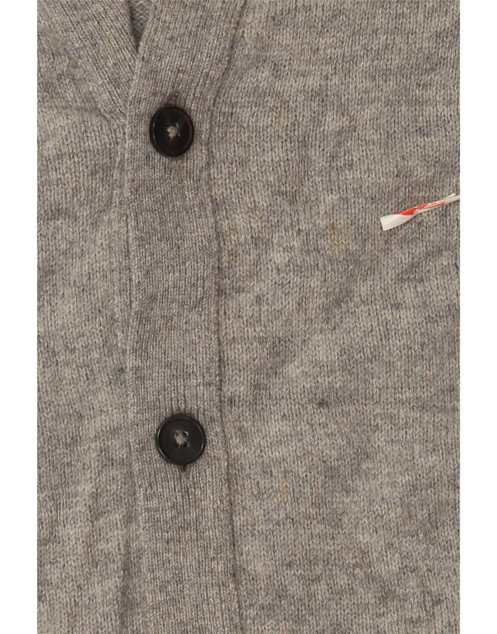 Marks & Spencer herre cardigan sweater mellemgrå lammeuld