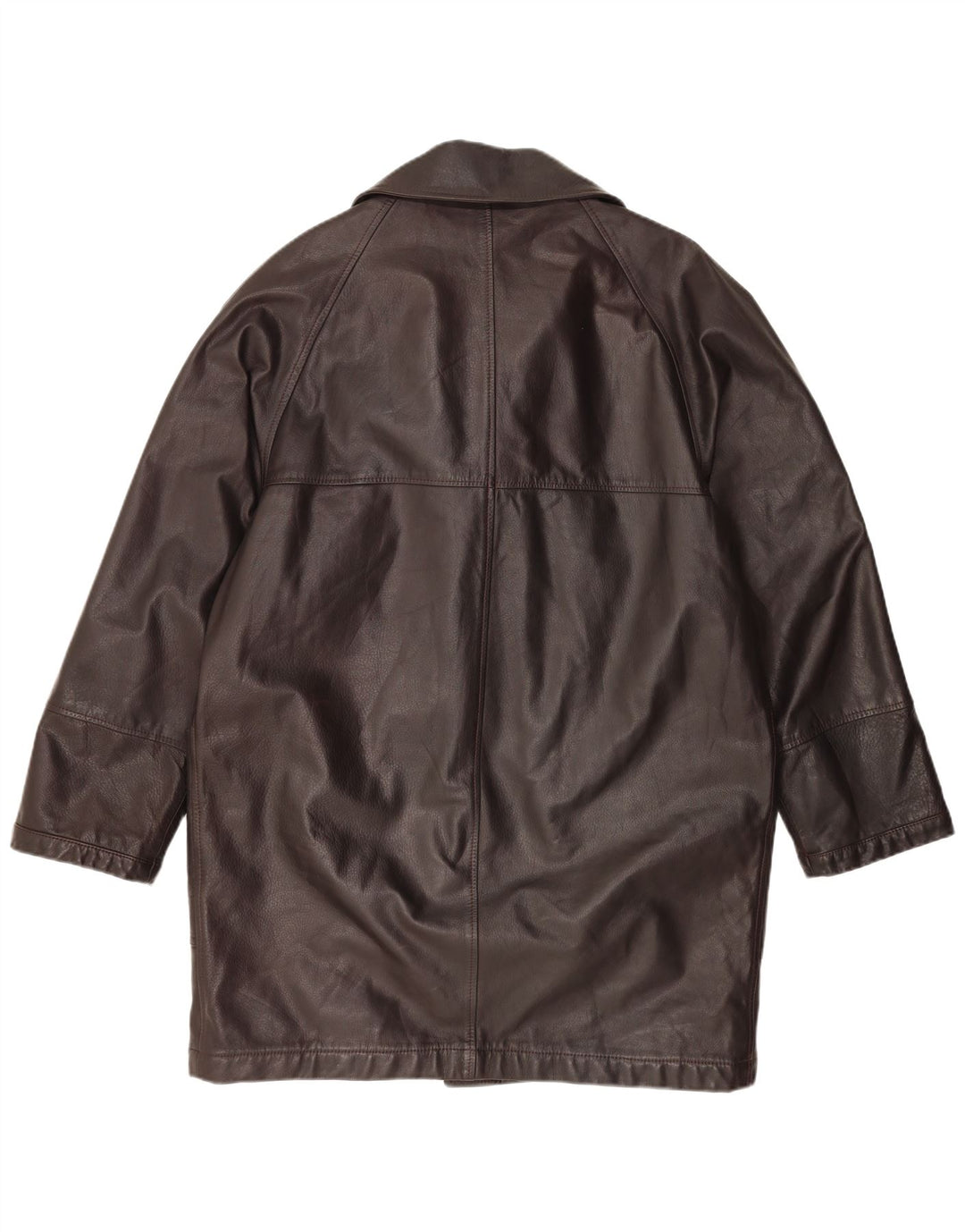 MABRUN Dame Oversized Læderfrakke IT 50 XL Brun Læder