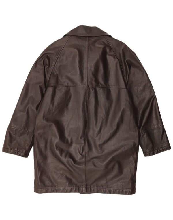 MABRUN Dame Oversized Læderfrakke IT 50 XL Brun Læder