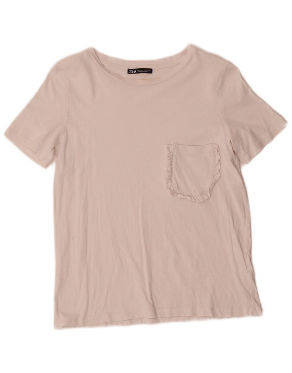 Zara Dame T-Shirt Top UK 10 Small White