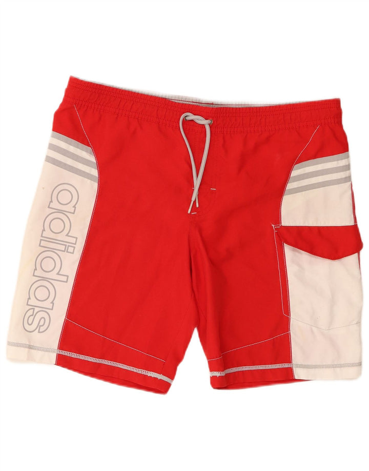 Adidas grafiske badeshorts til mænd Small Red Colourblock Polyester