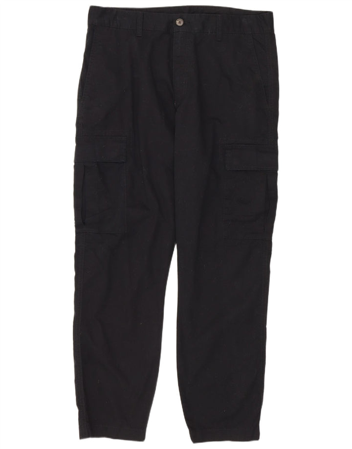 MARKS & SPENCER Straight Cargo bukser til mænd W34 L29 sort bomuld