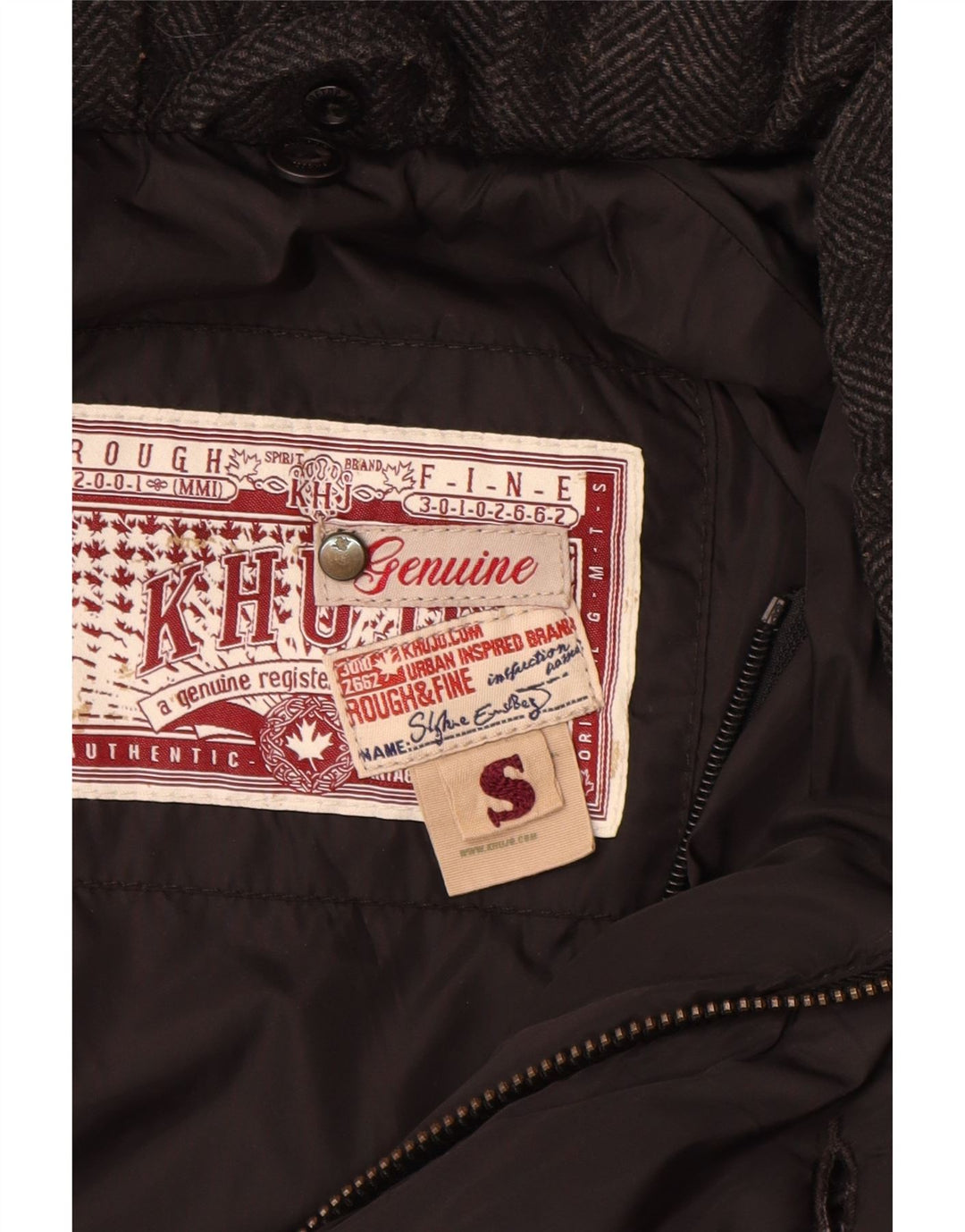 KHUJO Polstret frakke til kvinder UK 10 Lille sort nylon