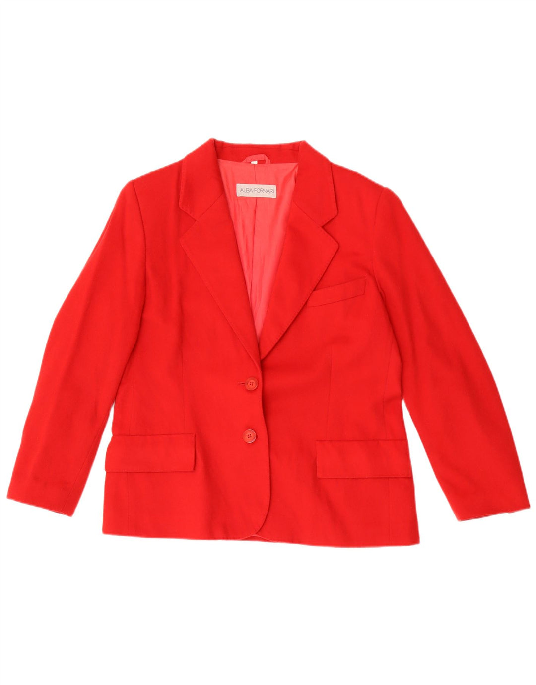 Alba Fornari Dame 2 Knaps Blazer Jakke IT 46 Stor Rød Uld