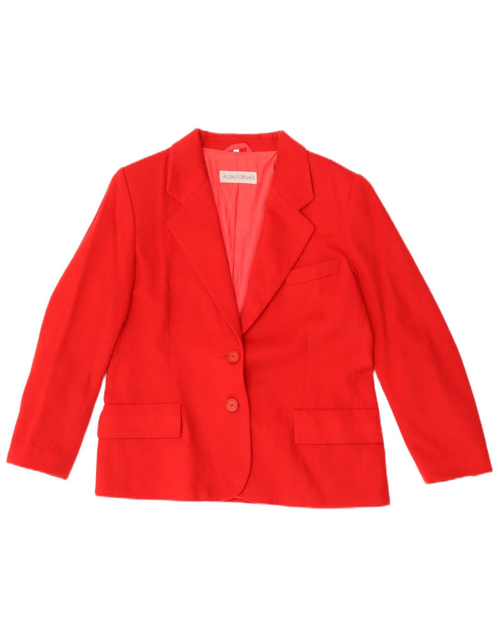 Alba Fornari Dame 2 Knaps Blazer Jakke IT 46 Stor Rød Uld
