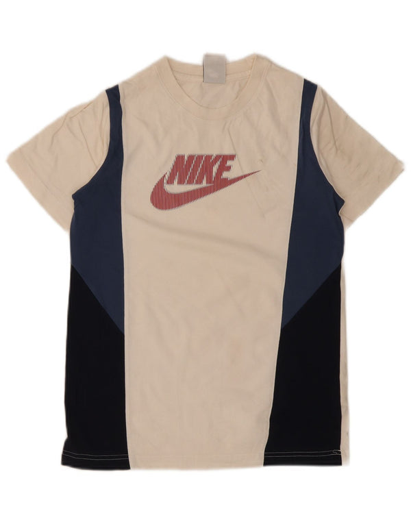 Nike drenge grafisk t-shirt top 12-13 år stor beige farveblok bomuld