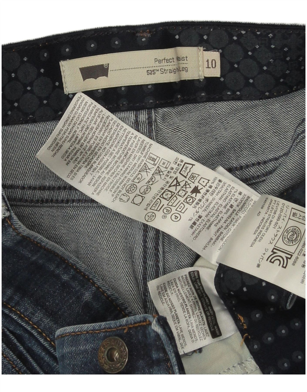 LEVI'S Dame 525 Straight Jeans US 10 Large W30 L31 Blå Bomuld