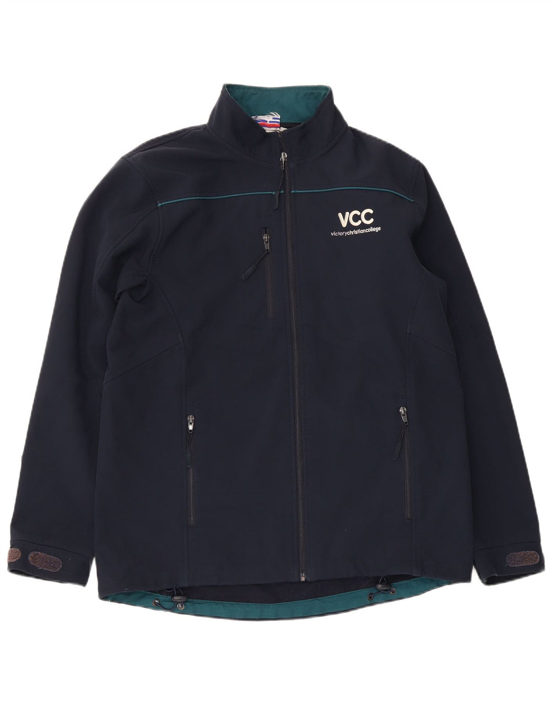 Champion Herre Graphic Windbreaker Jacket UK 38 Medium Navy Blue Polyester