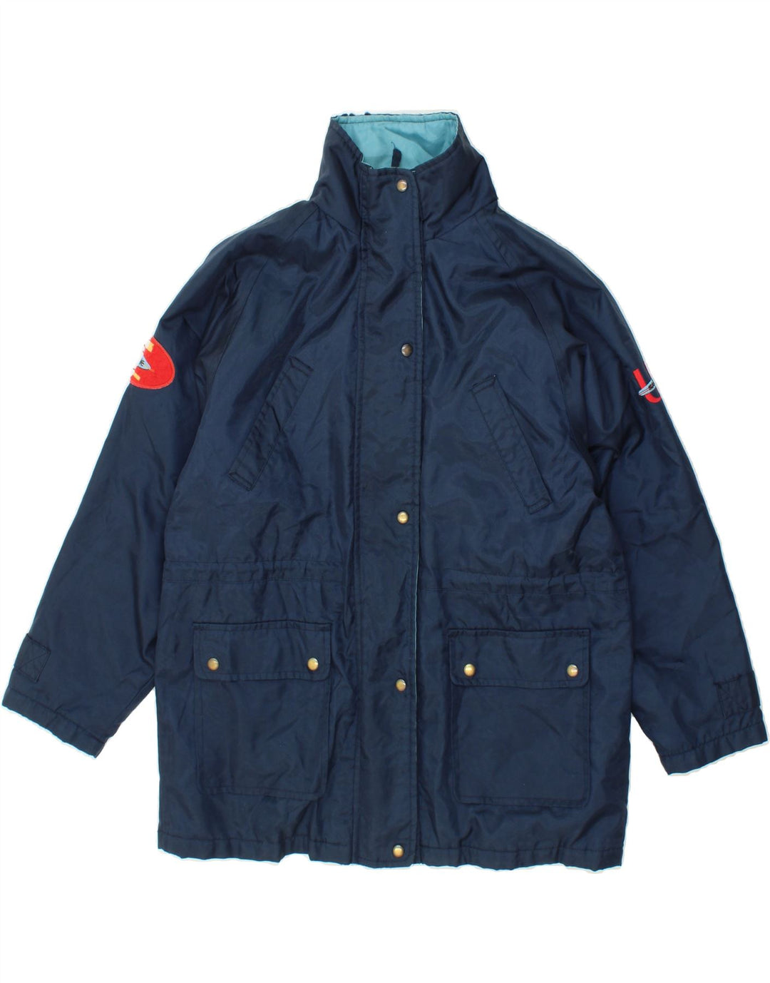 UNLIMITED Womens Windbreaker Jacket UK 12/14 Medium Navy Blue Nylon Vintage Unlimited and Second-Hand Unlimited from Messina Hembry 