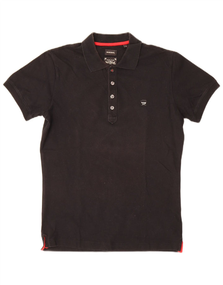 DIESEL Herre Slim Fit Polo Shirt Lille sort bomuld