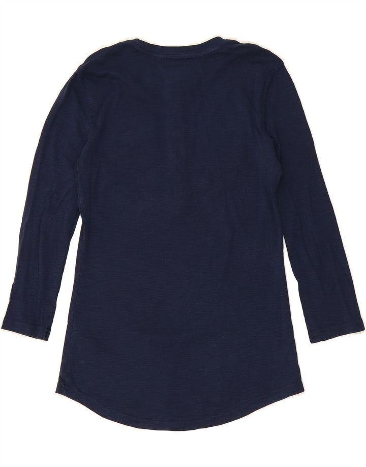 CHAPS Womens Top 3/4 Sleeve UK 10 Small Navy Blue Cotton Vintage Chaps and Second-Hand Chaps from Messina Hembry 