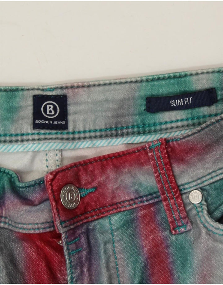BOGNER Womens Slim Fit Casual Trousers W29 L34 Multicoloured Tie Dye Vintage Bogner and Second-Hand Bogner from Messina Hembry 