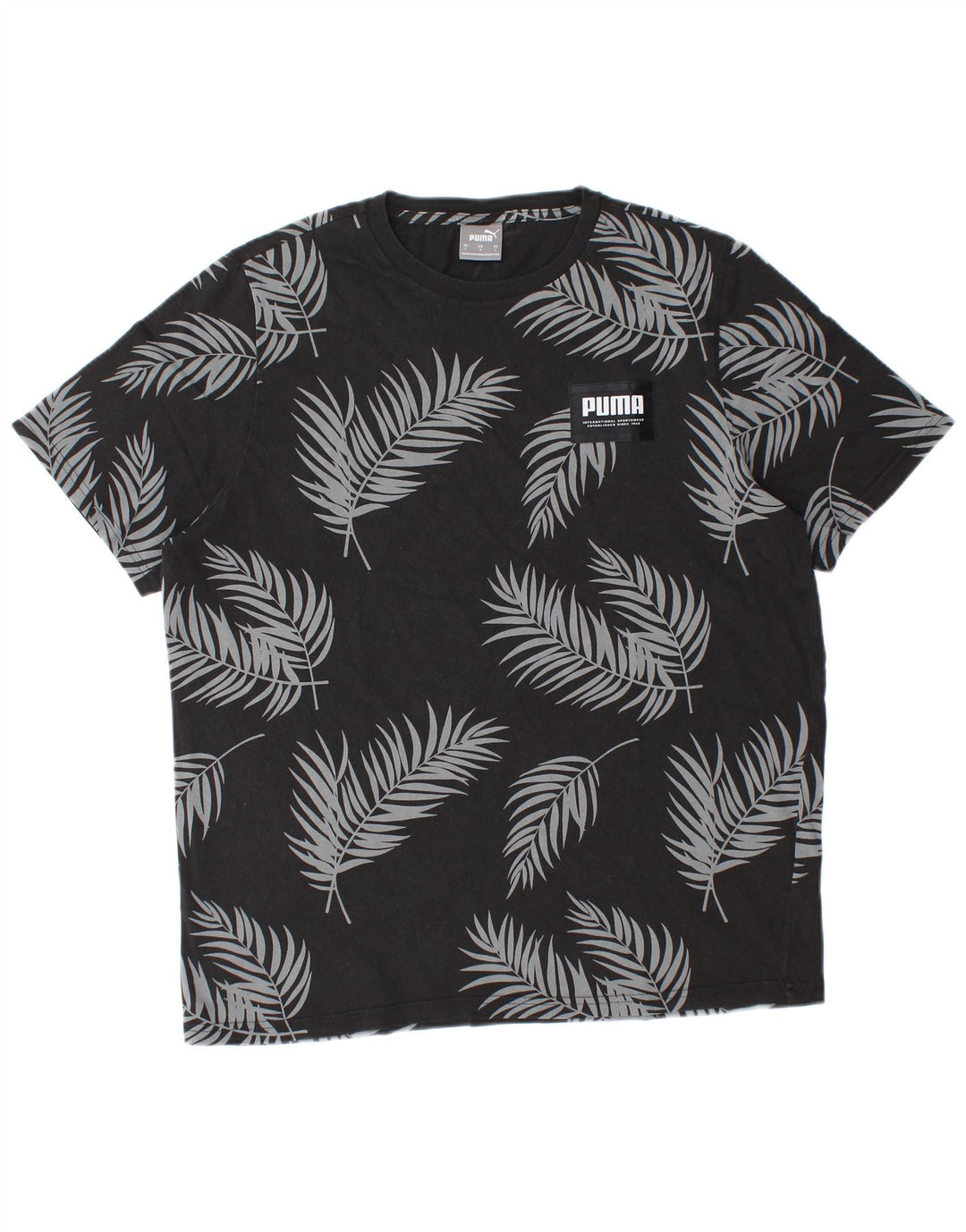 Puma Herre T-Shirt Top Stor Sort Blomster Bomuld