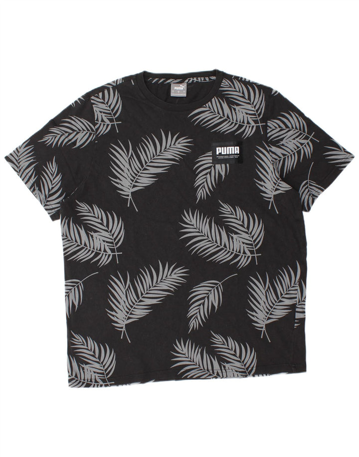 Puma Herre T-Shirt Top Stor Sort Blomster Bomuld