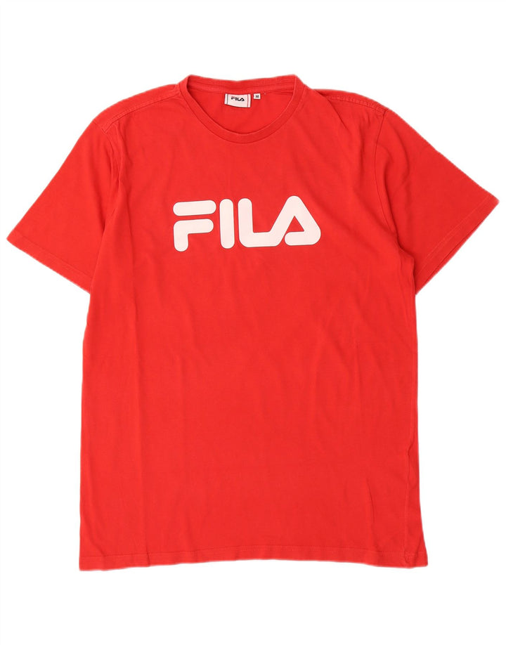 Fila Herre Grafisk T-Shirt Top Medium Rød Bomuld