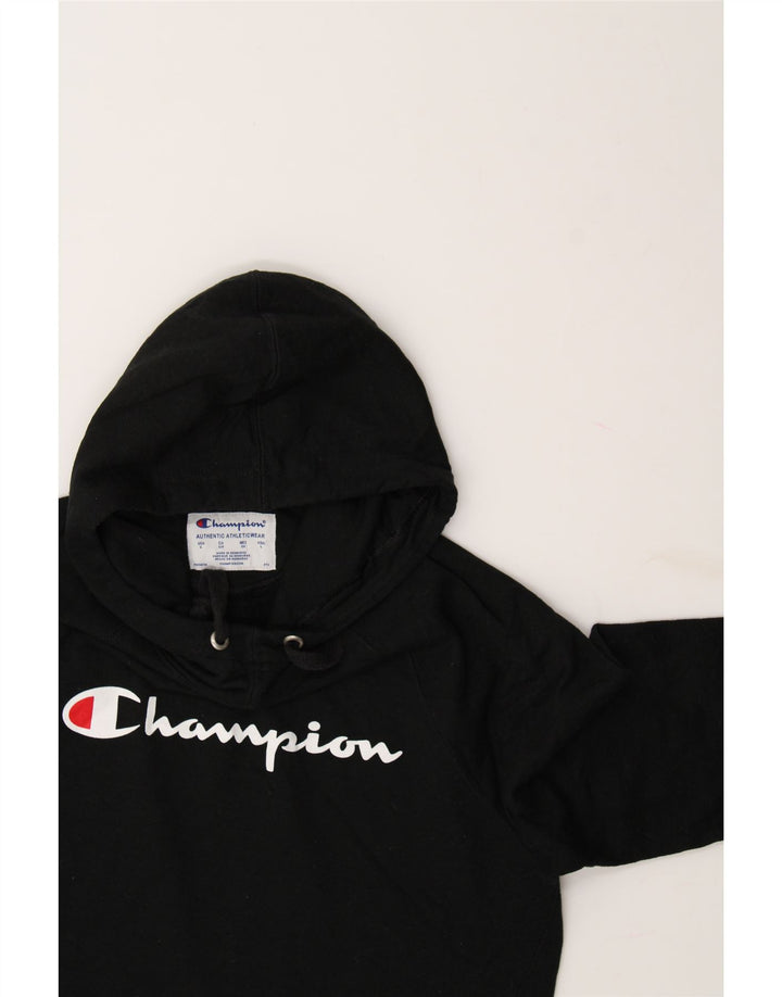 CHAMPION Womens Graphic Oversized Hoodie Jumper UK 10 Small Black Vintage Champion and Second-Hand Champion from Messina Hembry 