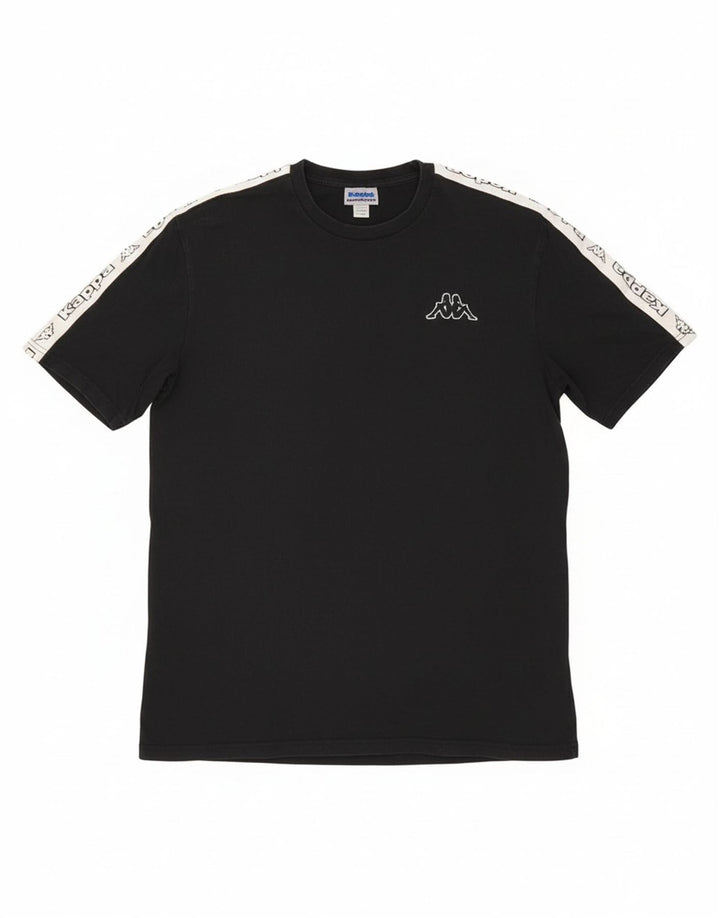 Kappa Herre Grafisk T-Shirt Top Stor Sort Bomuld