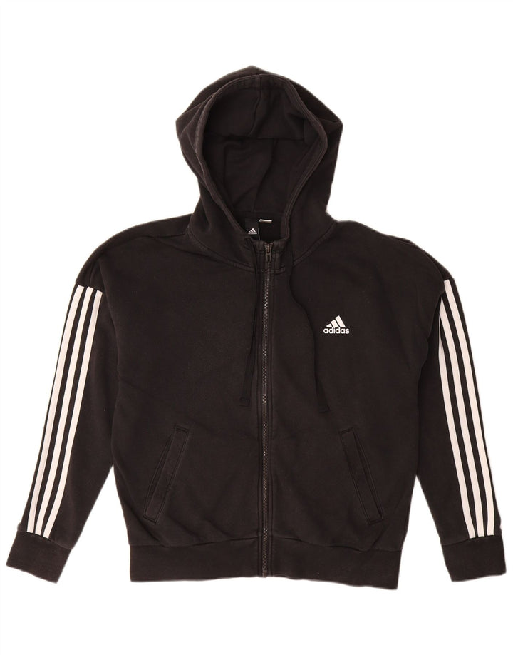 ADIDAS Mens Zip Hoodie Sweater Medium Black