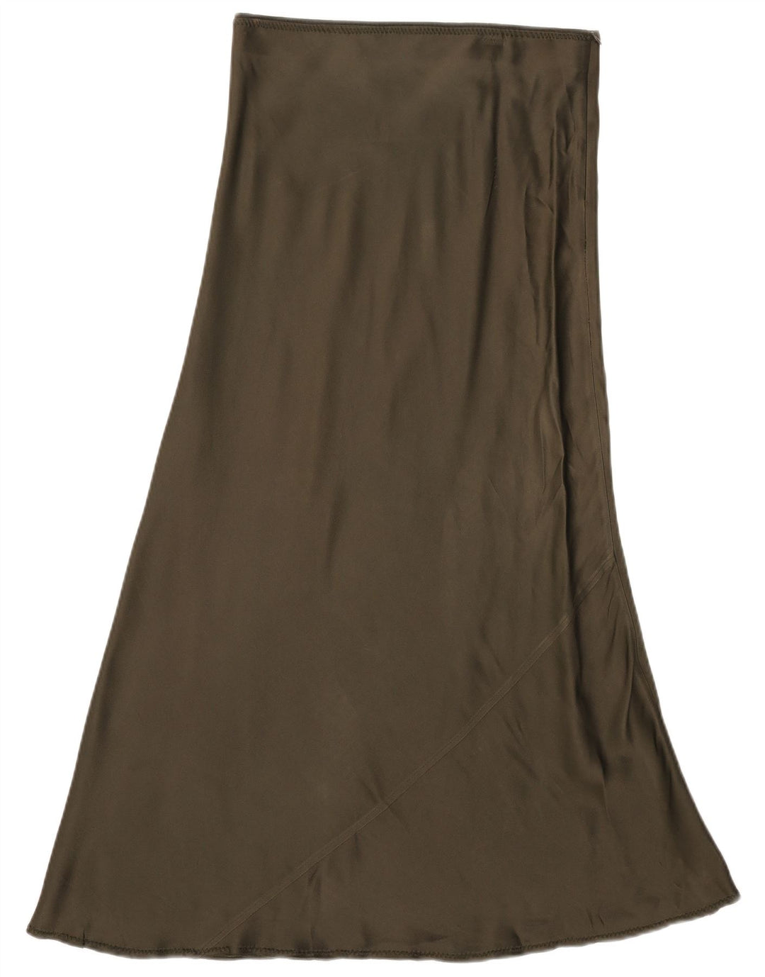 Zara Dame Højtalje Maxi Nederdel Medium W28 Khaki