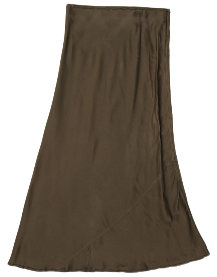 Zara Dame Højtalje Maxi Nederdel Medium W28 Khaki