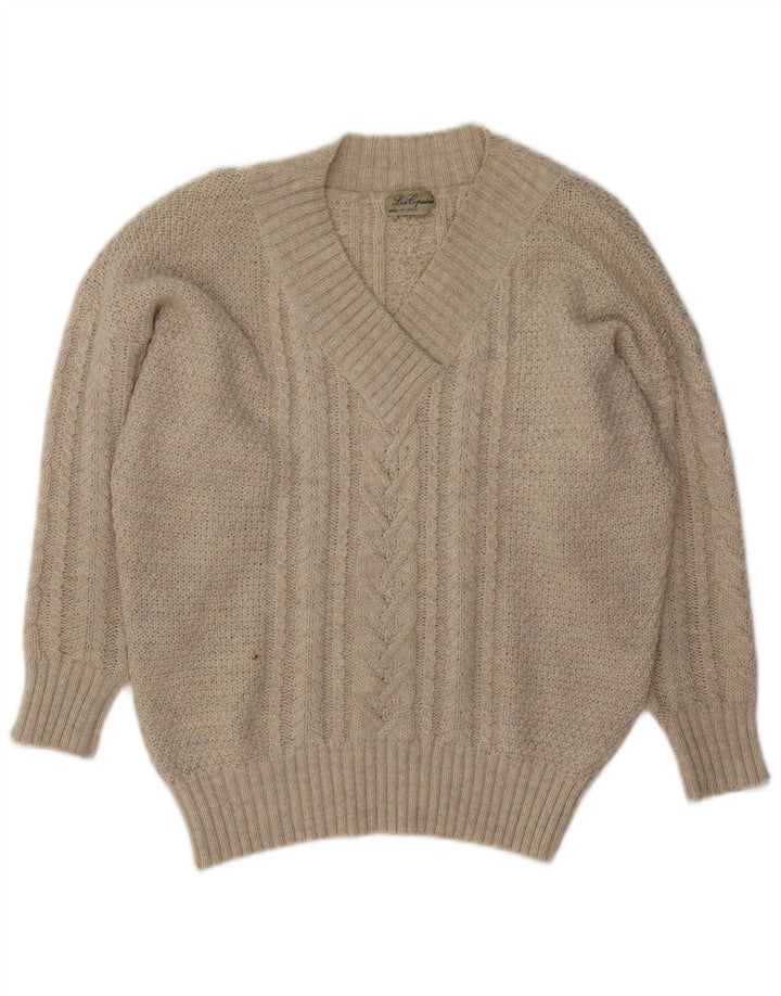 LES COPAINS Dame V-hals sweater UK 16 Stor Grå