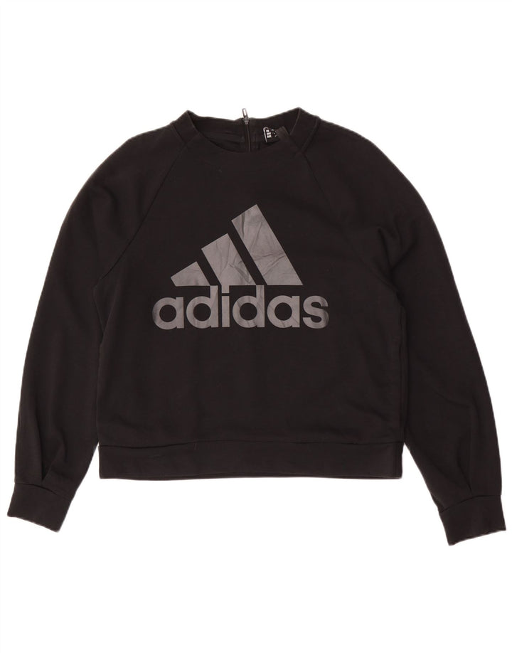 Adidas Dame Grafisk Oversized Sweatshirt Jumper UK 10 Lille Sort