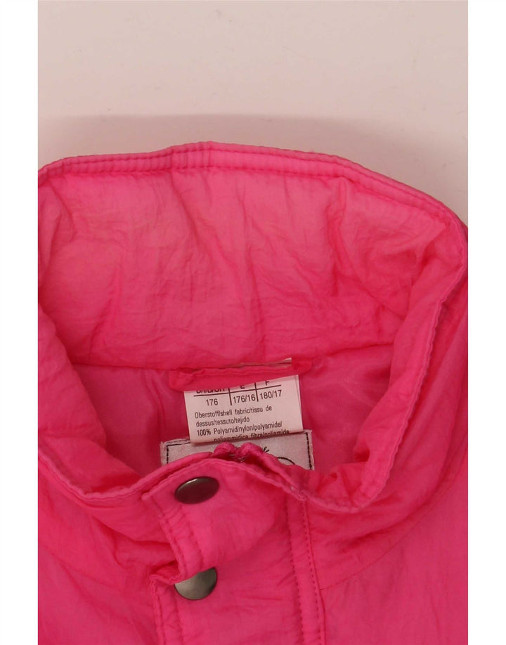 Vintage piger grafisk skijakke 15-16 år Pink polyamid