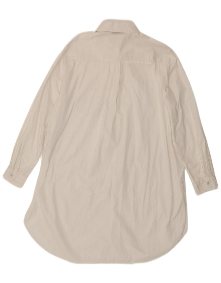 Zara Kvinder Oversized Skjortekjole UK 14 Medium Hvid Bomuld