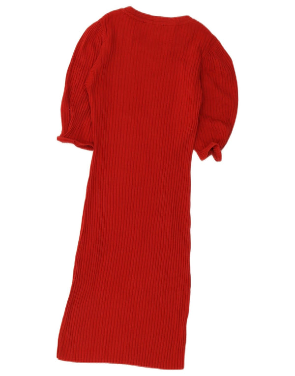 Zara Dame Kortærmede Jumper Dress UK 8 Lille Rød