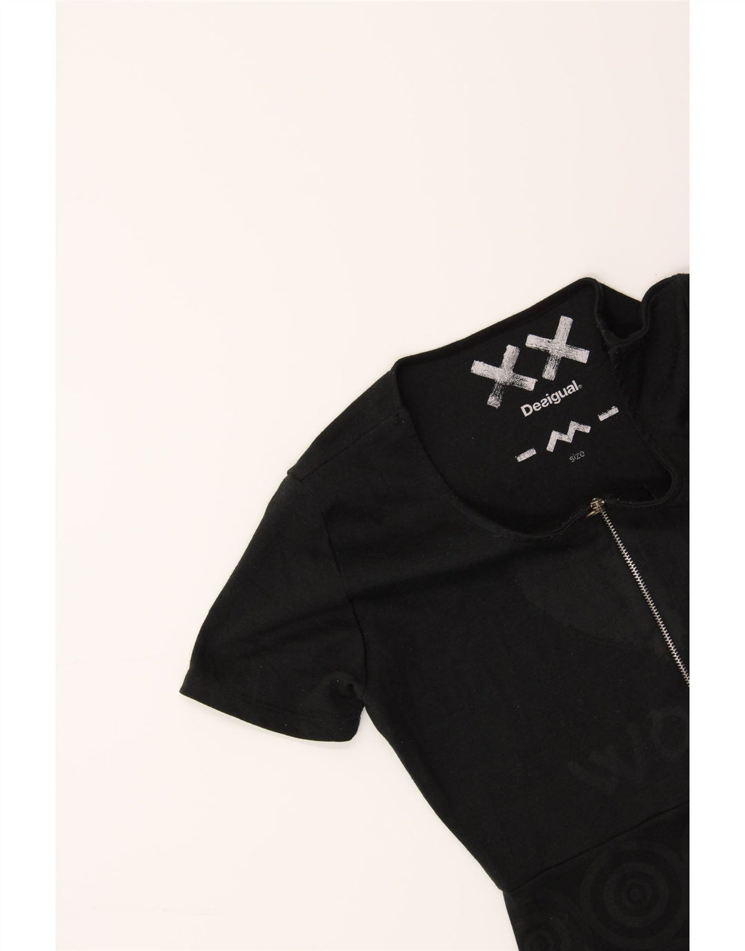 DESIGUAL Womens Graphic A-Line Dress UK 12 Medium Black Geometric Vintage Desigual and Second-Hand Desigual from Messina Hembry 