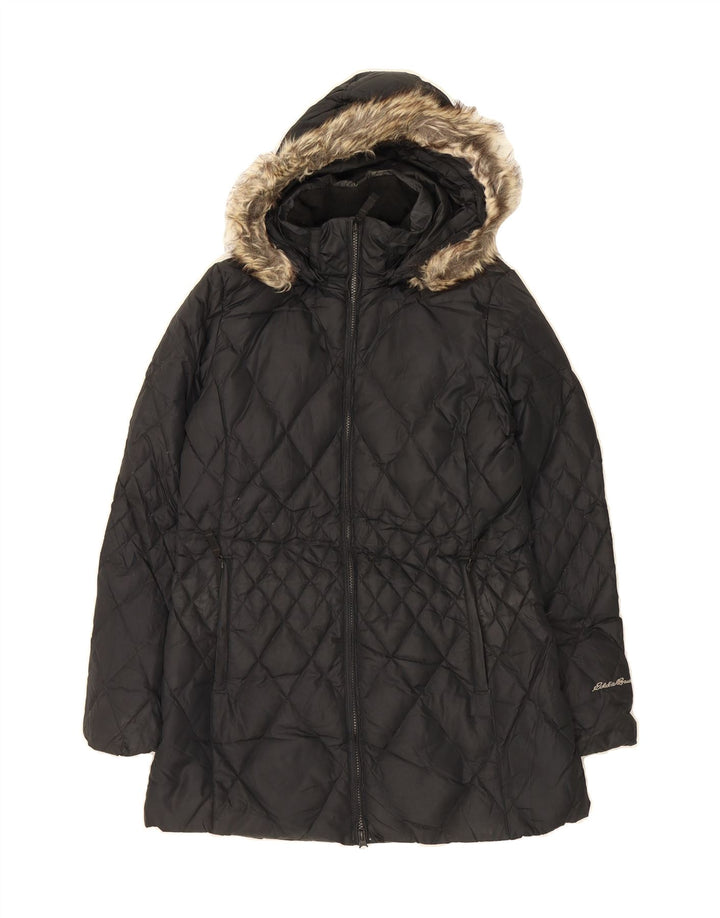 EDDIE BAUER Womens Hooded Padded Coat UK 14 Medium Black Polyester Vintage Eddie Bauer and Second-Hand Eddie Bauer from Messina Hembry 
