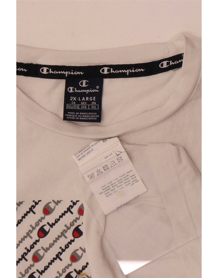 Champion Herre Grafisk T-Shirt Top 2XL Hvid Bomuld