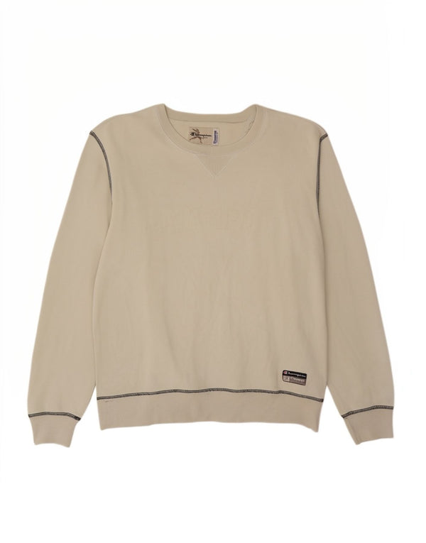 Champion Herre Sweatshirt Jumper Medium Hvid Bomuld