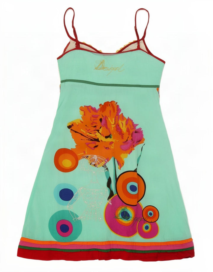 Desigual Graphic Sundress til kvinder EU 40 Medium Blue Floral Viscose