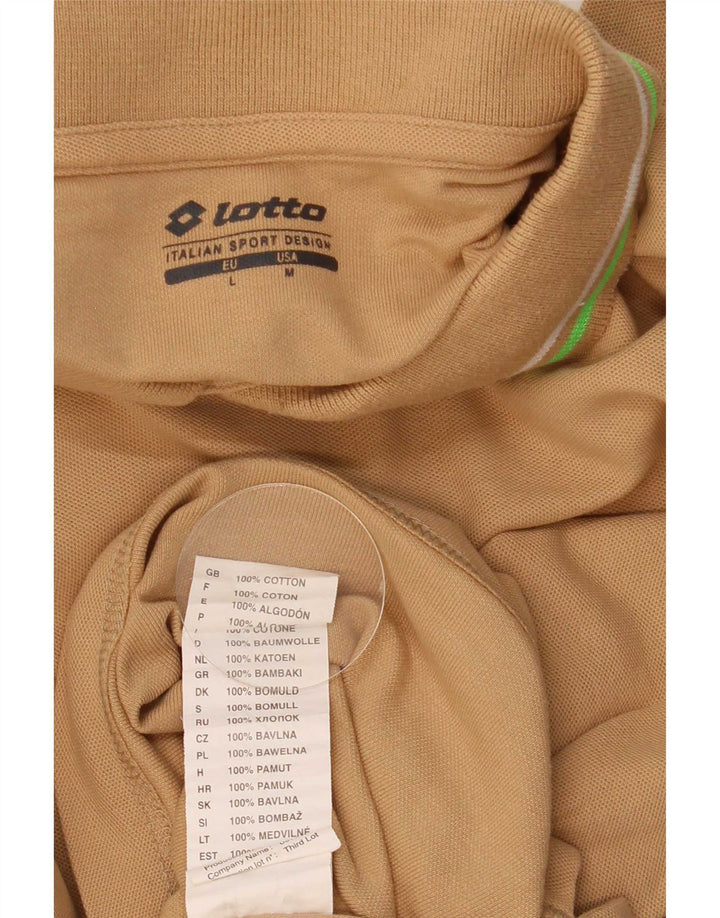 Lotto Herre Polo Shirt Stor Beige Stribet Bomuld