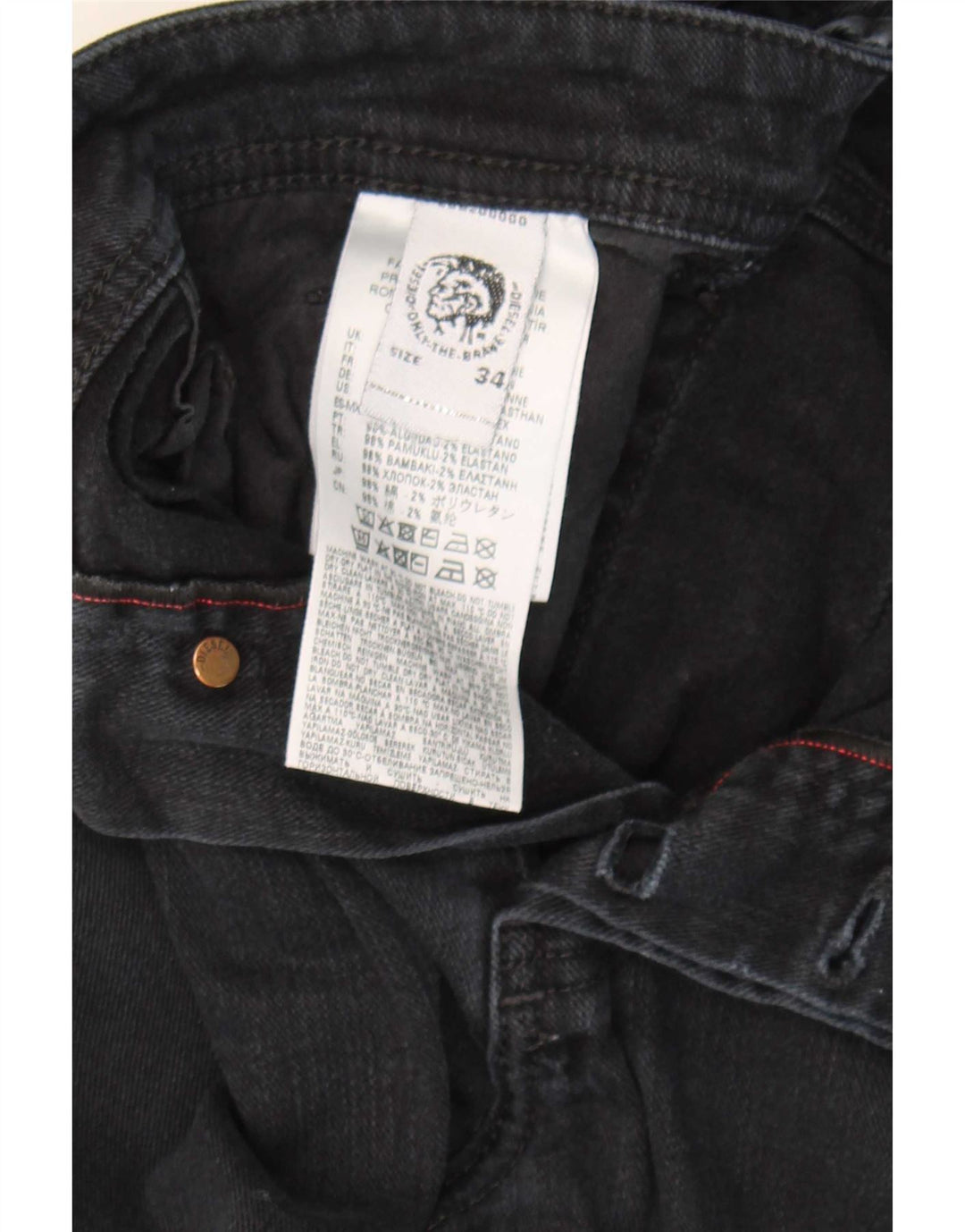 Diesel Straight Jeans til mænd W34 L31 Sort bomuld