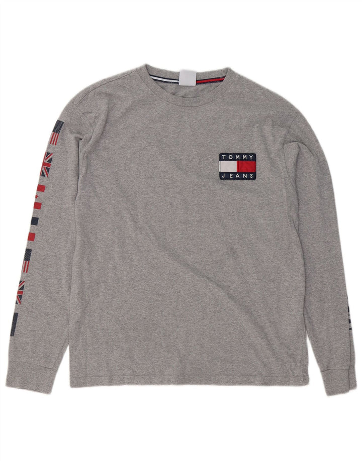 TOMMY HILFIGER Herre grafisk top Langærmet lille grå bomuld