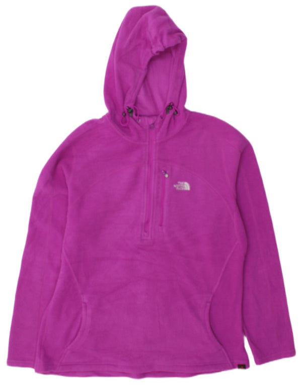 The North Face Womens Zip Neck Hooded Fleece Jumper UK 14 Medium Purple