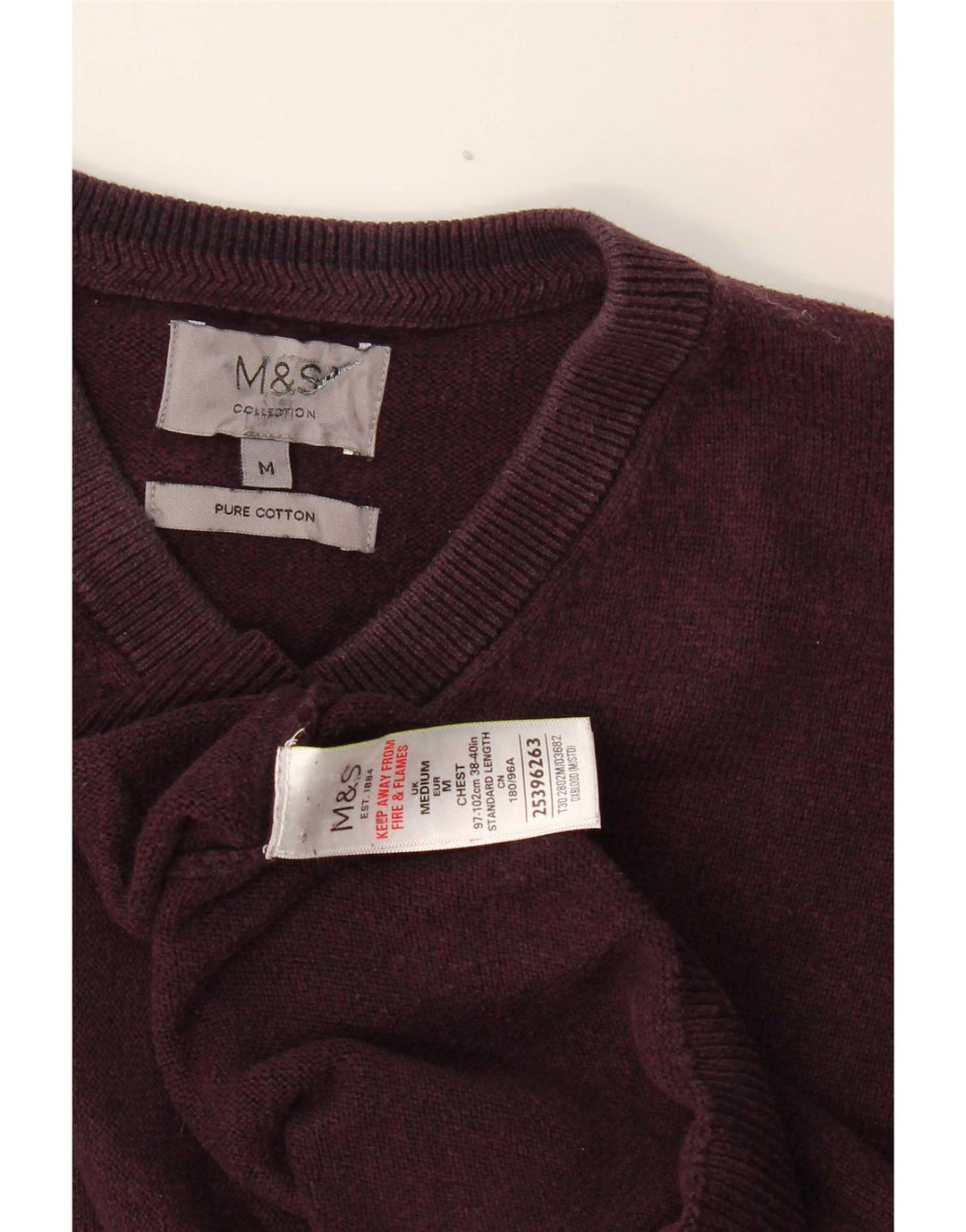 Marks & Spencer Dame V-hals sweater UK 14 Medium Burgundy