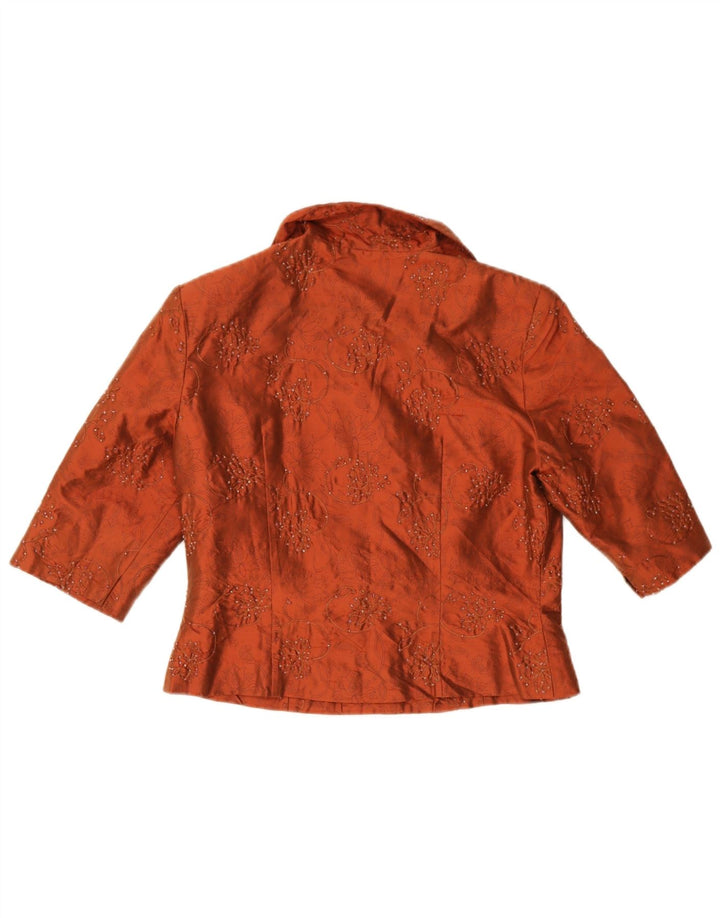 Blunauta Dame 4-knap 3-delt sæt IT 42 Medium W28 Orange Floral Silke