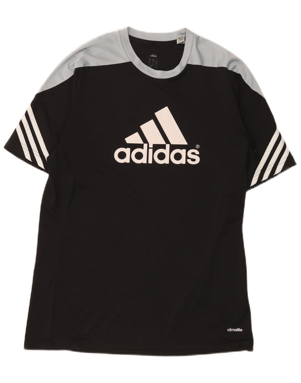 Adidas Herre Climalite T-Shirt Top Medium Sort Colourblock Polyester