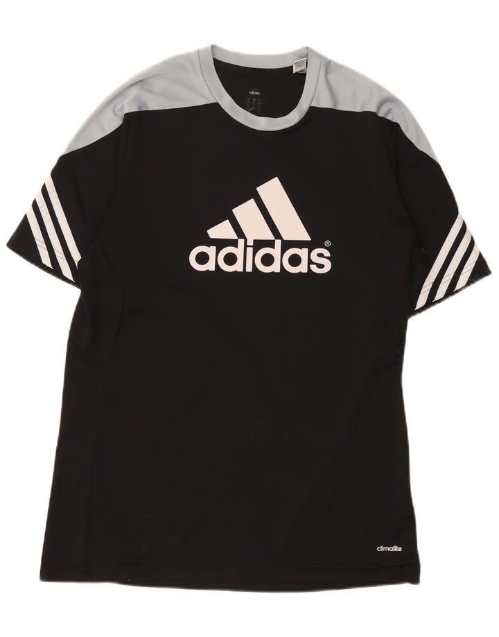 Adidas Herre Climalite T-Shirt Top Medium Sort Colourblock Polyester