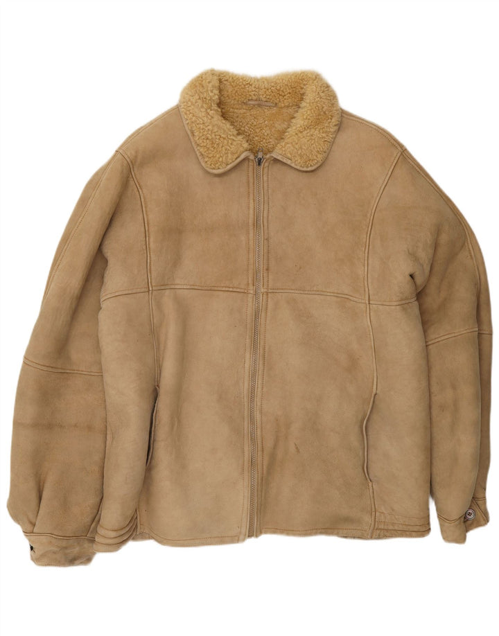 Vintage Herre Shearling Jacket UK 38 Medium Brown