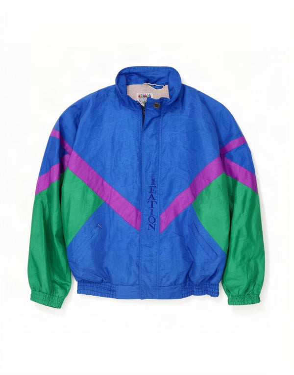Creation Herre grafisk træningsdragt Topjakke 2XL Blå Colourblock Nylon