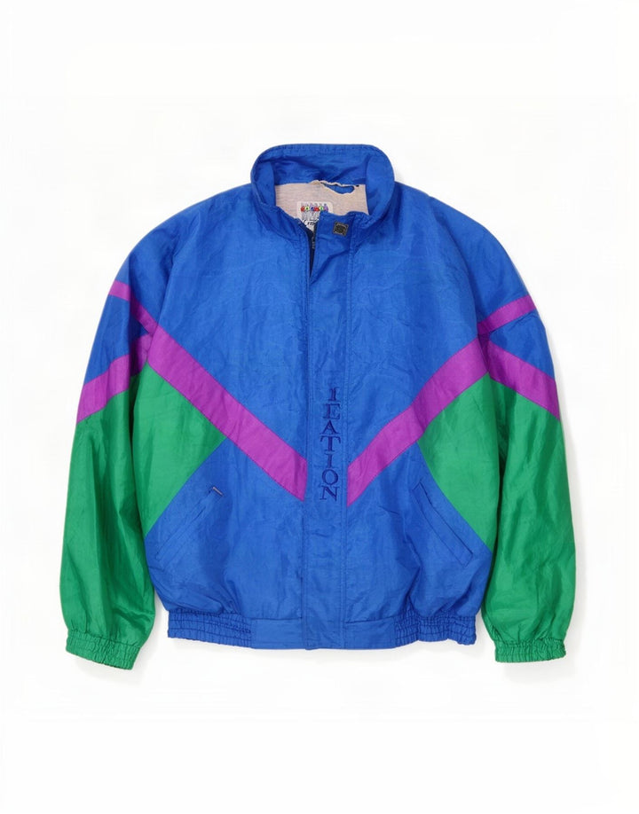 Creation Herre grafisk træningsdragt Topjakke 2XL Blå Colourblock Nylon